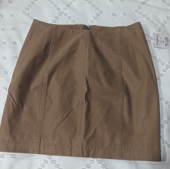 Free People Dresses & Skirts - Free People Brown (Crumb Cake) Faux Suede Mini Skirt Sz 4